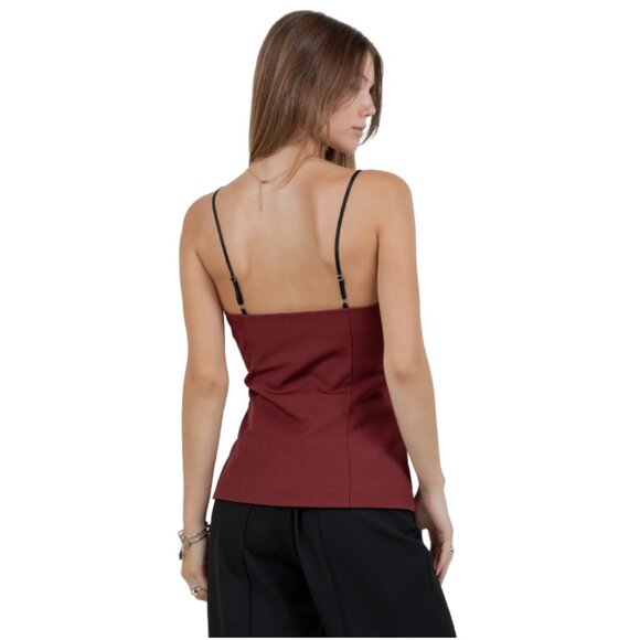 Whiteroom & Cactus Burgundy & Black Button-Down Vest T13539-WC - Picture 2 of 5